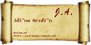 Jóna Arzén névjegykártya